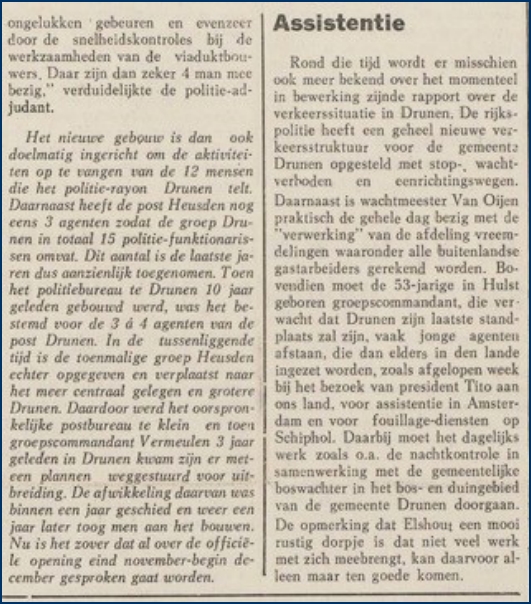 GRP Drunen Groeps  en Rayonbureau Prins Bernhardstraat 9 te Drunen krant Ballegooijen 2a bw (2) (7V)