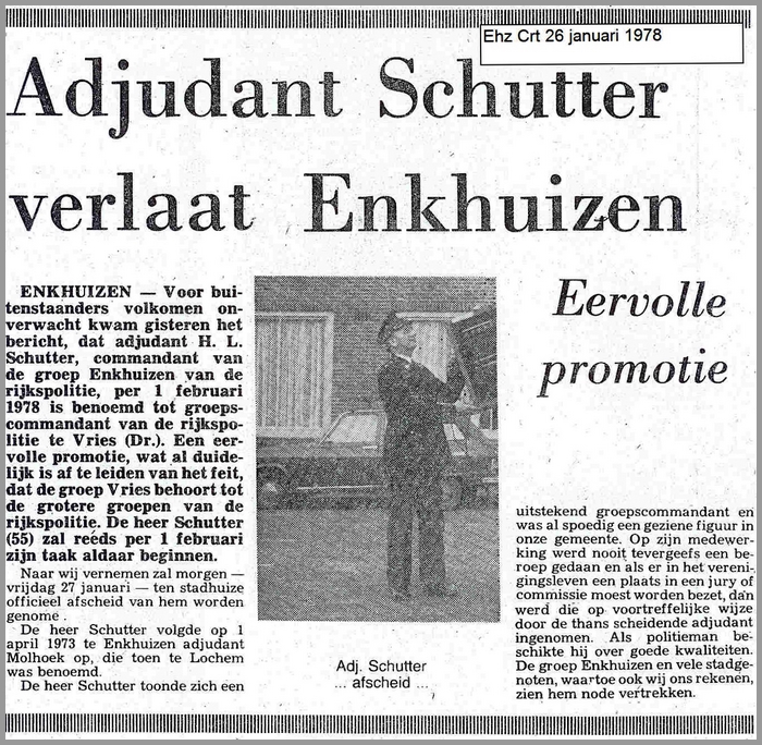 RPG Enkhuizen 1970 1980 CD 78 afscheid Schutter(7V)