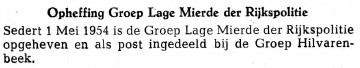 GRP Hilvarenbeek 1954 opheffing lage mierde
