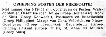 GRP IJzendijke 1951 opheffing posten  bw [LV]