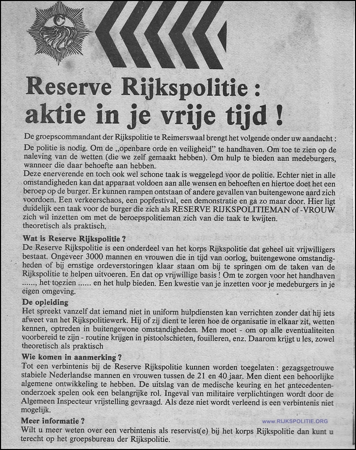 GRP Reimerswaal 13 advertentie in plaatselijk blad dn bw(7V)