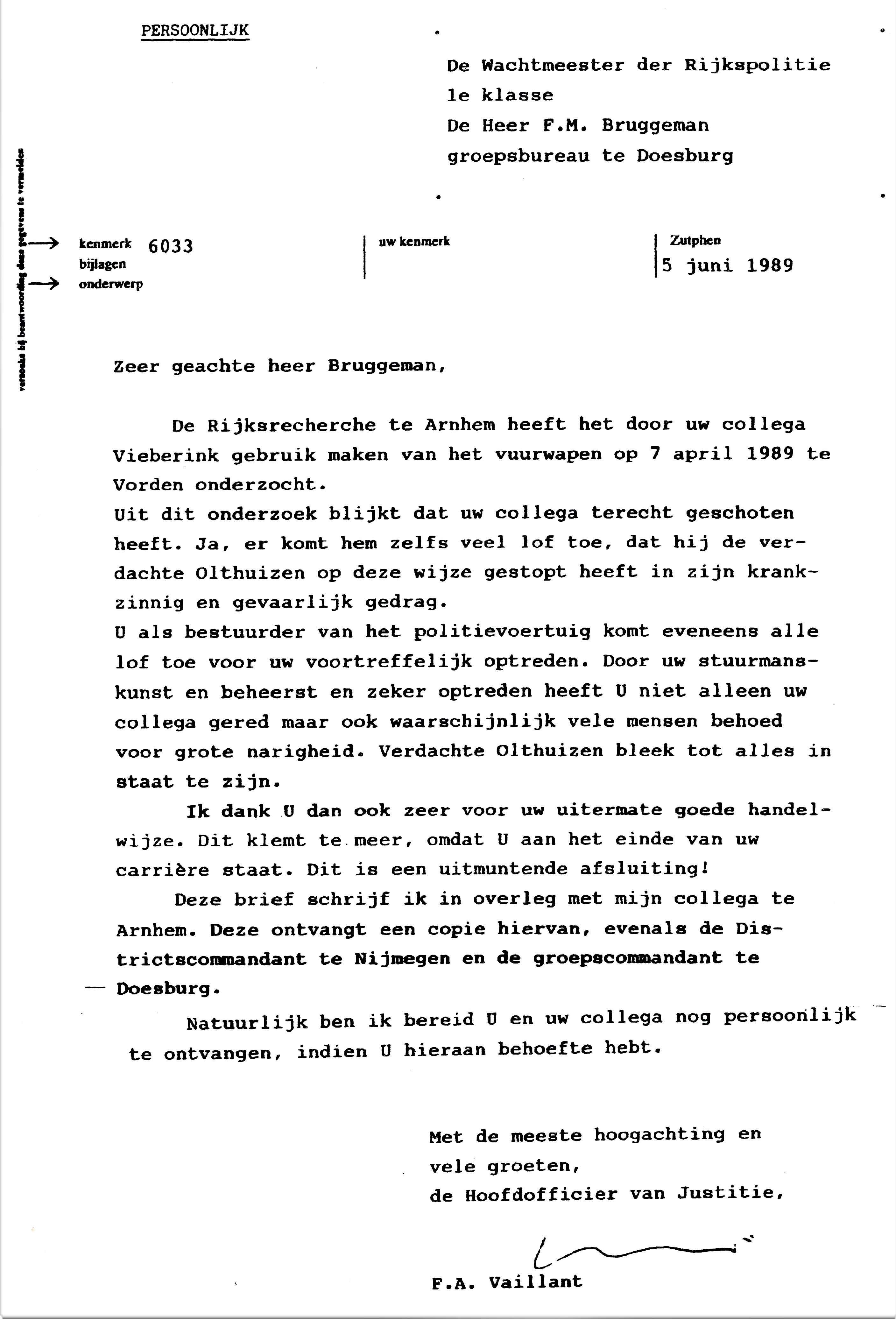 GRP Doesburg Herinneringen brief bruggemann bw