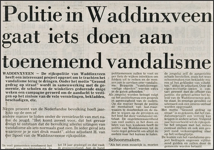 GRP Waddinxveen vandalisme Leidsche krant 1981 (1) bw(7V)