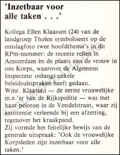 ME Oudnieuws Eerste vrouw 1980 RPM Mrt Klaassen  bw(WM) (7V)