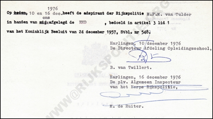 OPLS Harlingen 1975 09 01 HT Tulder aktevan benoeming tot adspirant 02 bw(WM) (7V)